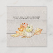 Baby Boy Douche Luier Raffle Witte Pompoen Bladere Vierkante Visitekaartje (Achterkant)