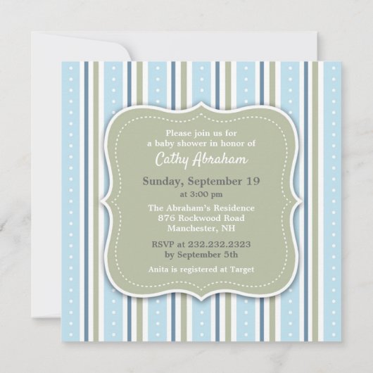 Baby Boy Douche Platte uitnodiging (Achterkant)