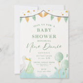 Baby Boy Douche Uitnodiging Ballon Dier (Voorkant)