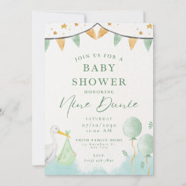 Baby Boy Douche Uitnodiging Ballon Dier