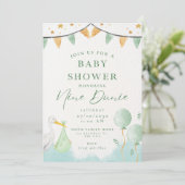 Baby Boy Douche Uitnodiging Ballon Dier (Staand voorkant)