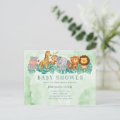 Baby Boy Douche Uitnodiging Leuke Dieren (Staand voorkant)