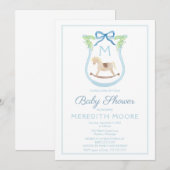 Baby Boy Douche Uitnodiging met Crest (Voorkant / Achterkant)