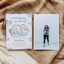 Baby Boy Douche Uitnodiging - Slaapolifant