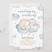 Baby Boy Douche Uitnodiging - Slaapolifant (Voorkant)
