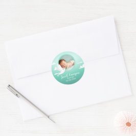 Baby Boy Dove Doop Aankondiging Blauw Teal Ronde Sticker