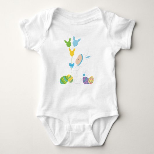 BABY BOY DRESSED AS WHITE EASTER BUNNY ROMPER (Voorkant)