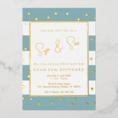 Baby Boy Drink- en Kijkfeest Uitnodiging - Elegant (Voorkant)