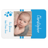 Baby Boy droom komt uit echte blauwe en witte foto Magneet (Horizontaal)
