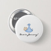 Baby Boy Due in Januari Ronde Button 5,7 Cm (Voorkant /achterkant)