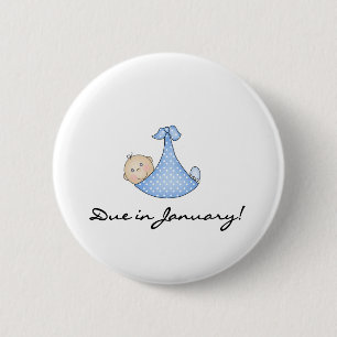 Baby Boy Due in Januari Ronde Button 5,7 Cm