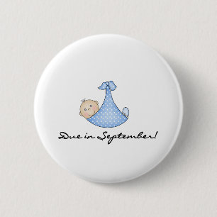 Baby Boy Due in September Ronde Button 5,7 Cm