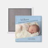 Baby Boy Dusty Blue Sparking Photo Magnet (Voorkant / Achterkant)