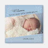 Baby Boy Dusty Blue Sparking Photo Magnet (Voorkant)