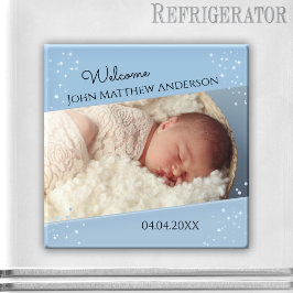 Baby Boy Dusty Blue Sparking Photo Magnet