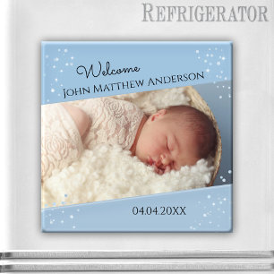 Baby Boy Dusty Blue Sparking Photo Magnet