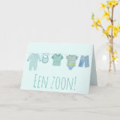 Baby Boy Dutch Gefeliciteerd Kaart (Gele Bloem)