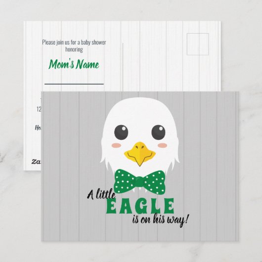 Baby Boy Eagle Groen Baby shower Uitnodiging (Voorkant / Achterkant)