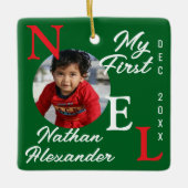 Baby Boy Eerste Kerst Kleurrijke 1e Noel Foto Keramisch Ornament (Voorkant)