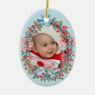 Baby Boy Eerste Kerstmis 1st Kut Pastel Blauw Keramisch Ornament