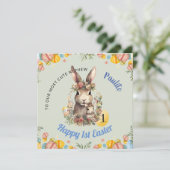 BABY BOY Eerste Pasen Kaart, 1e Paashaas Feestdagenkaart (Staand voorkant)