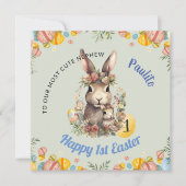BABY BOY Eerste Pasen Kaart, 1e Paashaas Feestdagenkaart (Voorkant)