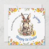 BABY BOY Eerste Pasen Kaart, 1e Paashaas Feestdagenkaart (Voorkant)