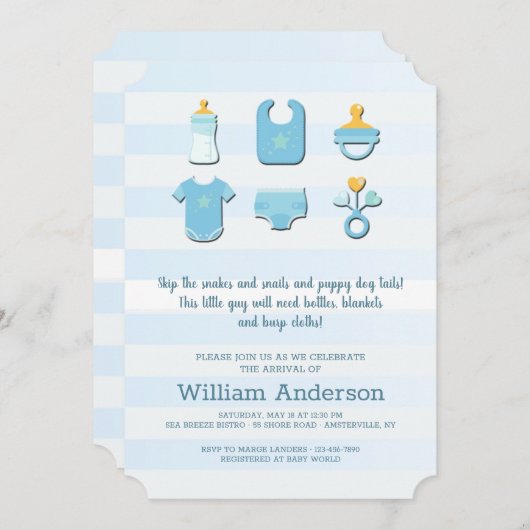 Baby Boy Elements Douche Uitnodiging (Voorkant / Achterkant)