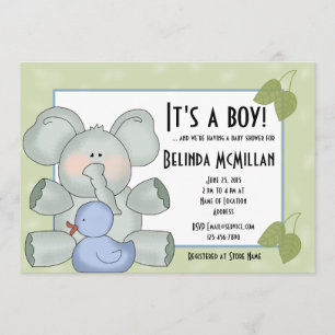 Baby Boy Elepant on Green Kaart