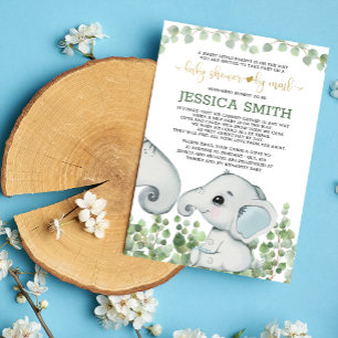 Baby Boy Elephant Baby shower by Mail Kaart