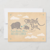 Baby Boy Elephant Baby shower Dank u wel kaarten (Voorkant)