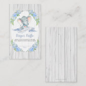Baby Boy Elephant Baby shower Diaper Raffle Informatiekaartje (Voorkant / Achterkant)
