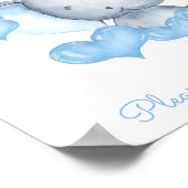 Baby Boy Elephant Baby shower Favor Table Sign Poster (Hoek)