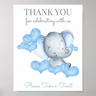 Baby Boy Elephant Baby shower Favor Table Sign Poster
