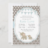 Baby Boy Elephant - Baby shower Uitnodiging (Voorkant)