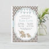 Baby Boy Elephant - Baby shower Uitnodiging (Staand voorkant)