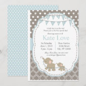 Baby Boy Elephant - Baby shower Uitnodiging (Voorkant / Achterkant)
