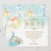 Baby Boy Elephant Balloons Baby shower Sprinkle Bedankkaart (Voorkant / Achterkant)