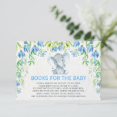 Baby Boy Elephant Blue Floral Breng een Boek Kaart (Staand voorkant)