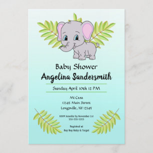 Baby Boy Elephant Blue Ombre Cute Baby shower Kaart