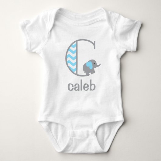 Baby Boy Elephant Bodysuit Boys Monogram Shirt C (Voorkant)