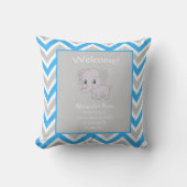 Baby Boy Elephant Chevron Birth Stats Keepomwille Kussen (Voorkant)