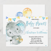 Baby Boy Elephant Cute Baby shower Kaart (Voorkant / Achterkant)