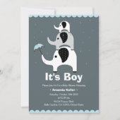 Baby Boy Elephant Douche Uitnodiging (Voorkant)