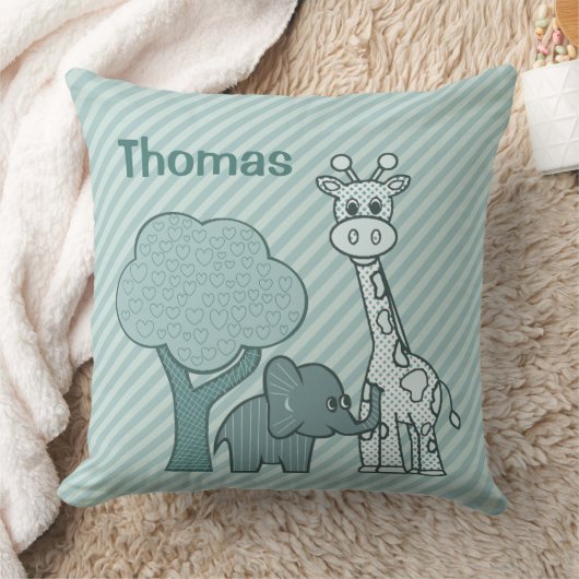 Baby Boy Elephant en Giraffe Kussen (Deken)