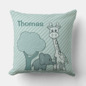 Baby Boy Elephant en Giraffe Kussen (Voorkant)