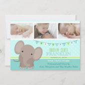 Baby Boy Elephant Fotogeboorteaankondiging Aankondiging (Voorkant)