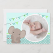 Baby Boy Elephant Fotogeboorteaankondiging Aankondiging (Achterkant)