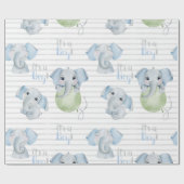 Baby Boy Elephant Het is een Jongen Shower Cadeaupapier (Vlak)