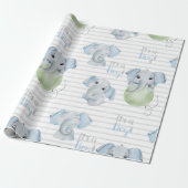 Baby Boy Elephant Het is een Jongen Shower Cadeaupapier (Uitgerold)